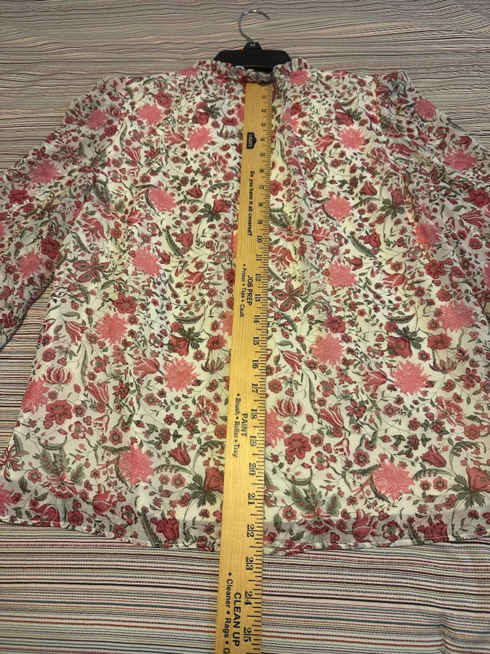 CeCe Floral Blouse Size Small Smocked Sleeve V-Neck Lined Boho Romantic Top - Picture 10 of 10